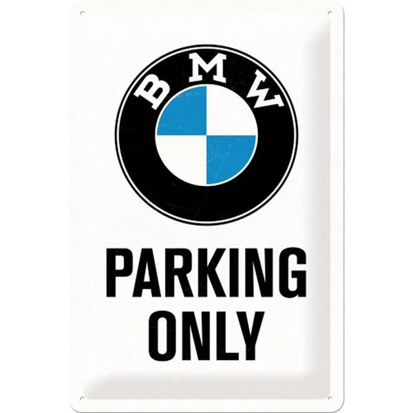 White Nostalgic-Art BMW Parking Only Medium Sign (20x30cm)