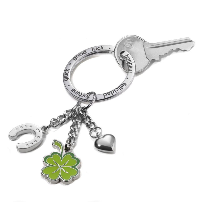 Troika 3-Charm Keyring Horseshoe Clover and Heart