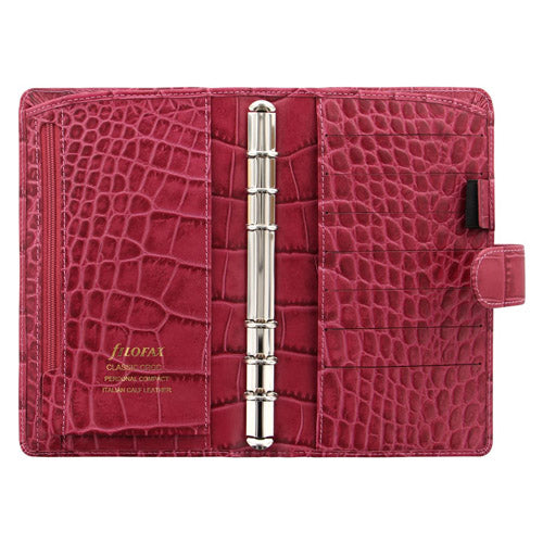 Filofax Personal Compact Classic Croc Organiser (Fuchsia)