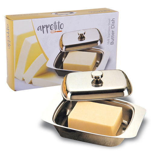 Appetito Stainless Steel Butter Dish with Cover