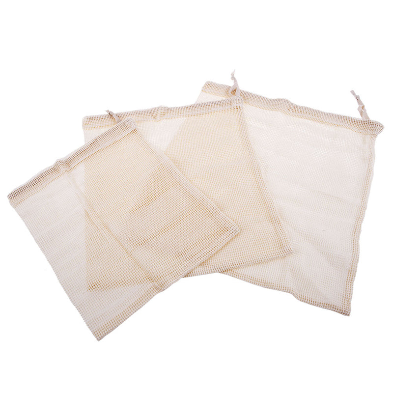 Appetito Cotton Net Produce Bags (Set of 3)