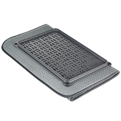 Polder Microfibre Mat w/ Glass Tray 56x38cm (Grey)