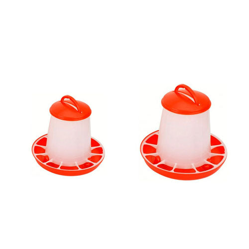 Plastic Poultry Feeder (Red and White)