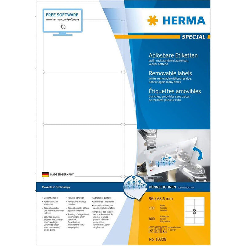 Herma Removable Labels A4 100pc (White)