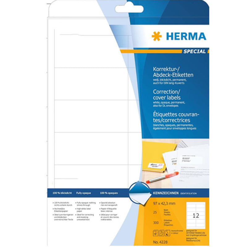 Herma Opaque Correction Labels A4 25pc White