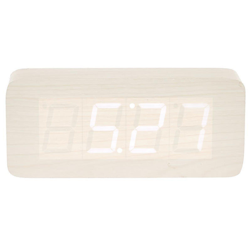 Gran reloj de mesa cuboide de madera LED