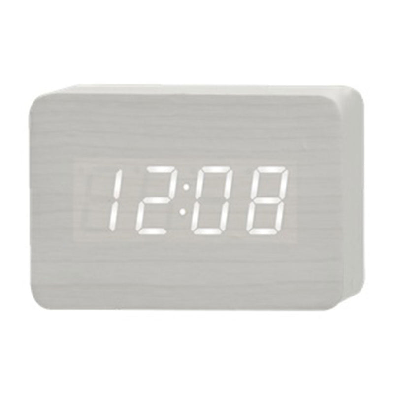 Reloj de mesa LED cuboide de madera