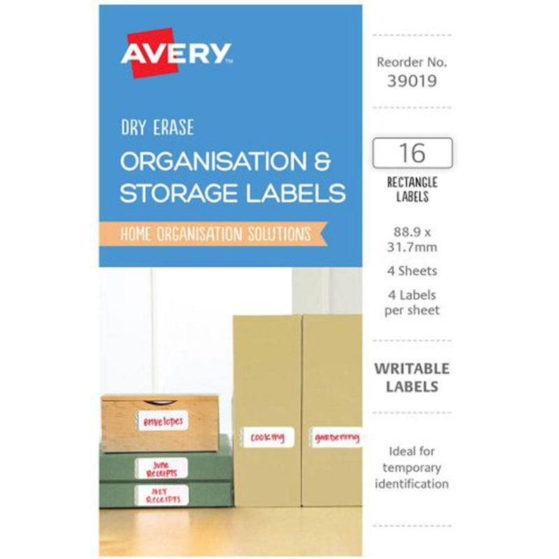 Avery Erase Organice Etiquetas 16pcs (89x32 mm)