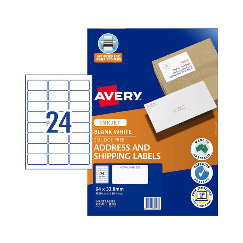 Avery Quick Peel Ink Jet Label de direccionamiento 50pcs