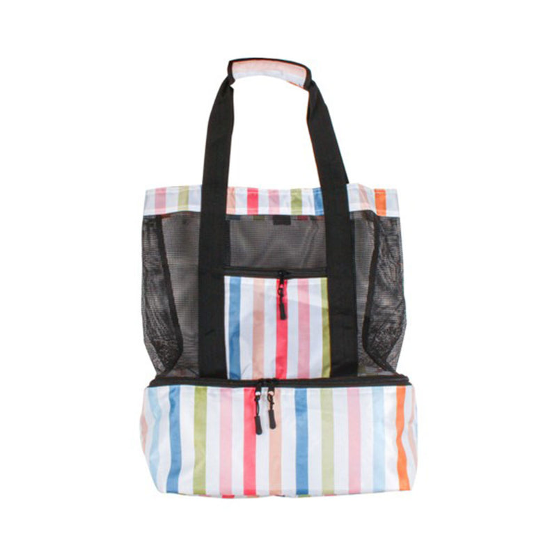 Goodvibes Pastel Stripe Beach Cooler Mesh Bag