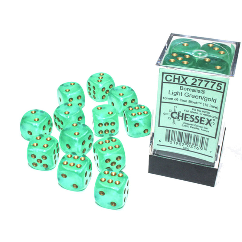  Bloque de dados luminosos Borealis Chessex D6 de 16 mm