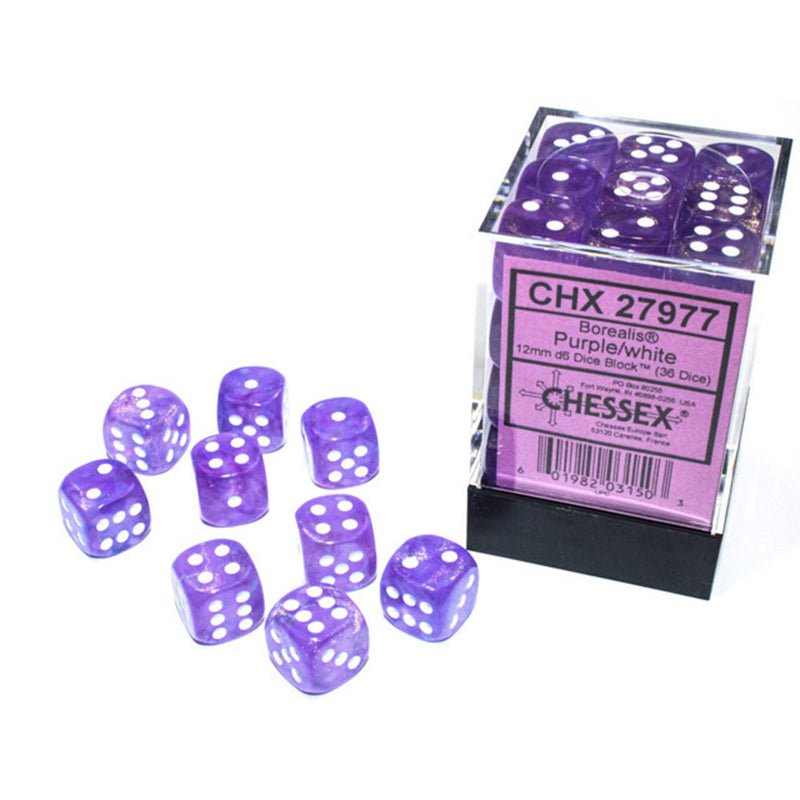  Bloque de dados luminosos Borealis Chessex D6 de 12 mm