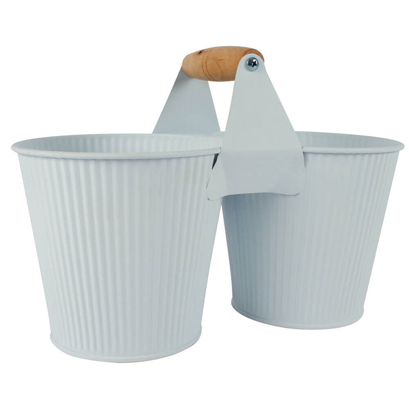 Maja Emboss 2 White Pot with Handle (26x13cm)