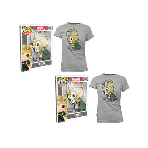 Thor Loki Pop! T-Shirt Womens Grey