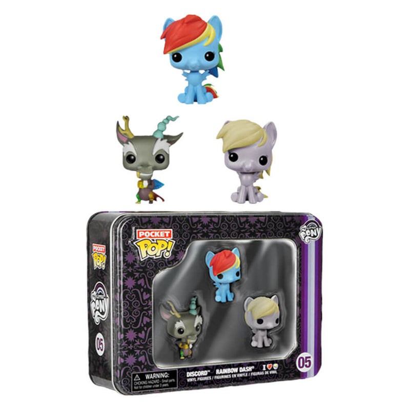 My Little Pony Discord Rainbow Dash Derpy Pocket Pop 3Pk Tin