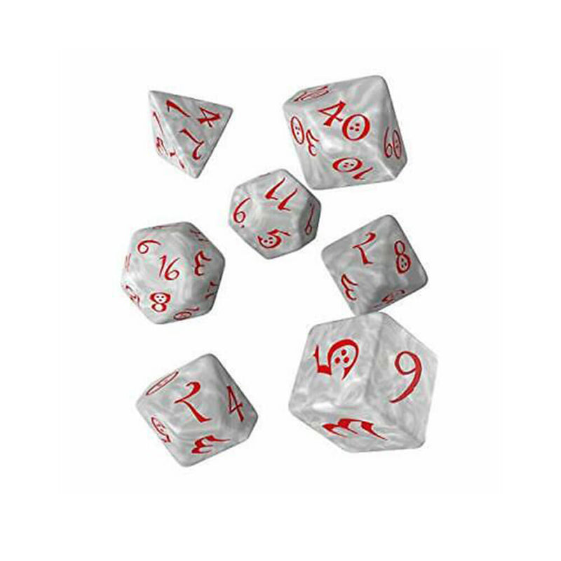 Q Workshop Classic RPG Dice Pearl & Red Set of 7