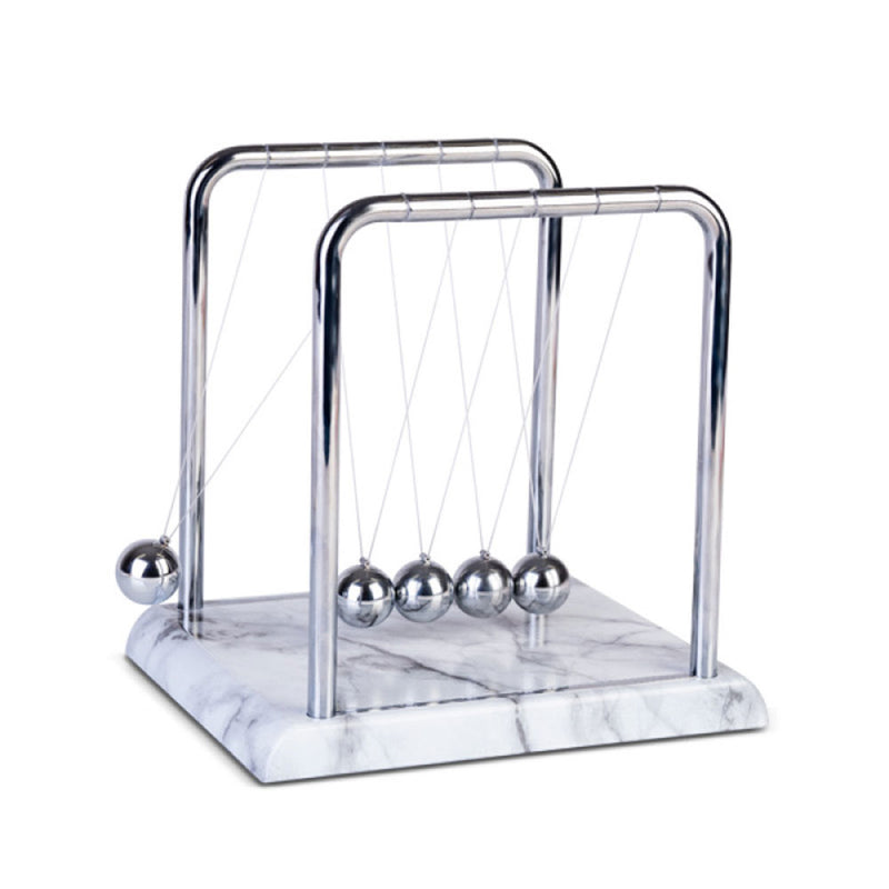 Newton's Cradle with White Marble-look Base