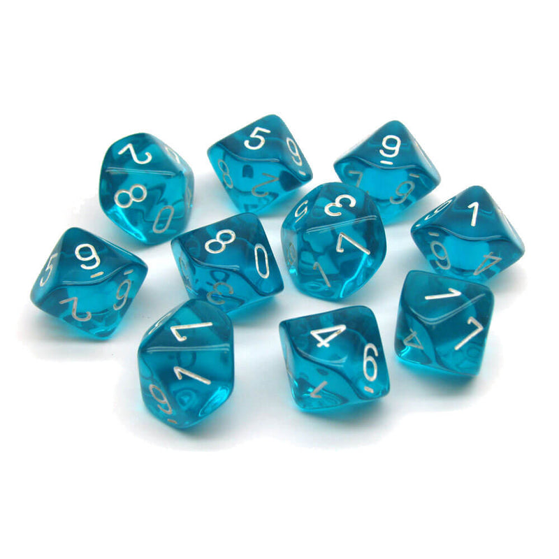 CHESSEX D10 Conjunto translúcido poliédrico de 10 moririos