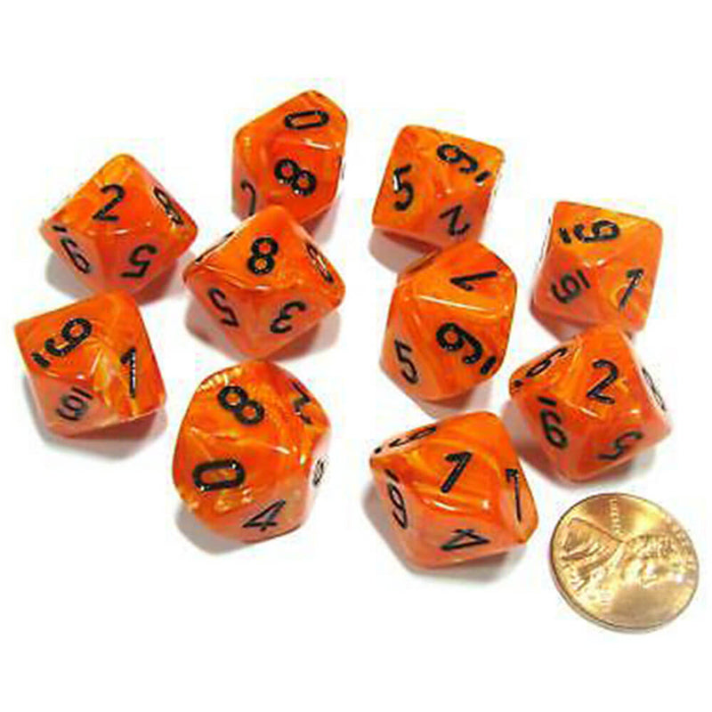 CHESSEX D10 Conjunto de vórtice de 10 moririos poliédricos