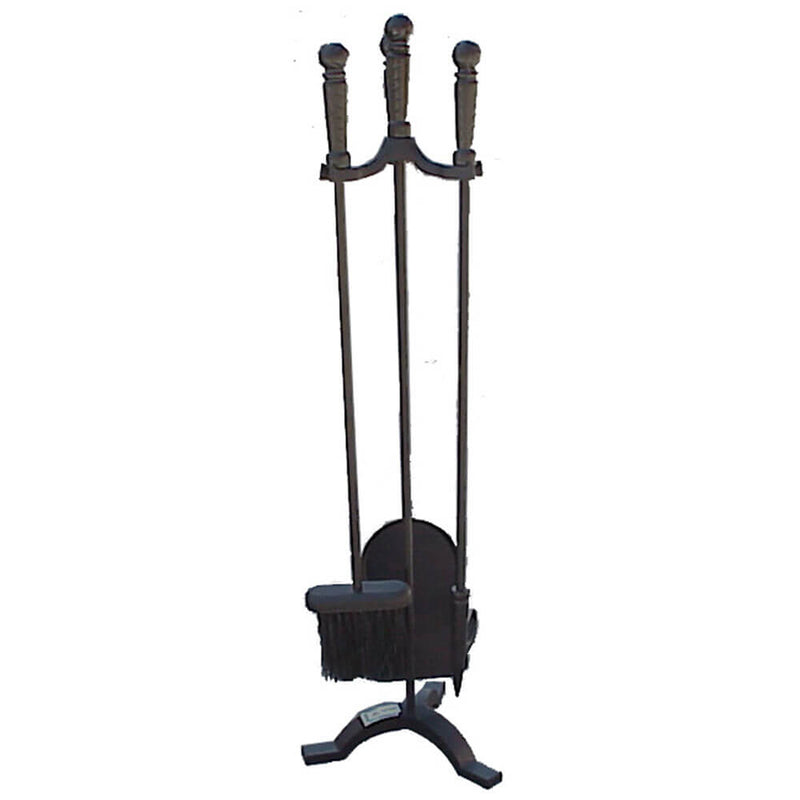 FireUp Black 3pc Fire Tool Set w/ Stand (72cm)