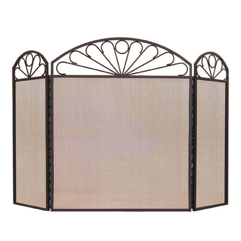 FireUp 3 Fold Heavy Duty Black Pattern Fire Screen (84cm H)