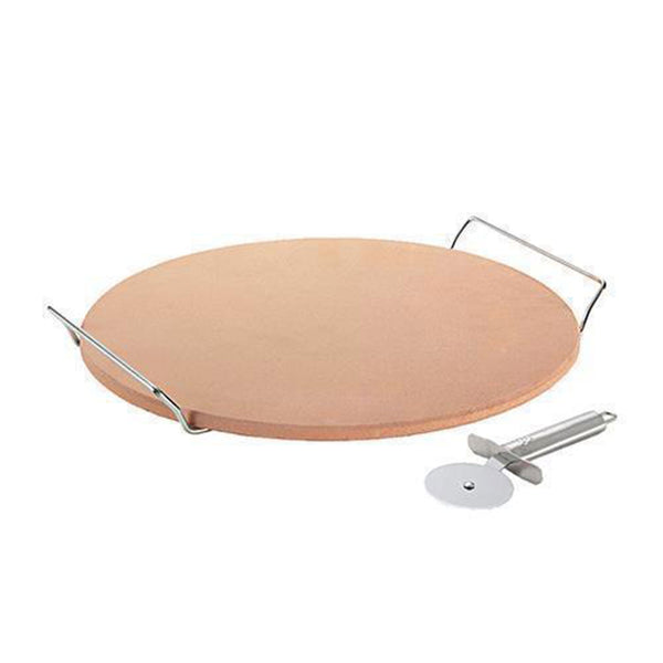 Pizza Stone Set with Rack and Pizza Cutter 33cm