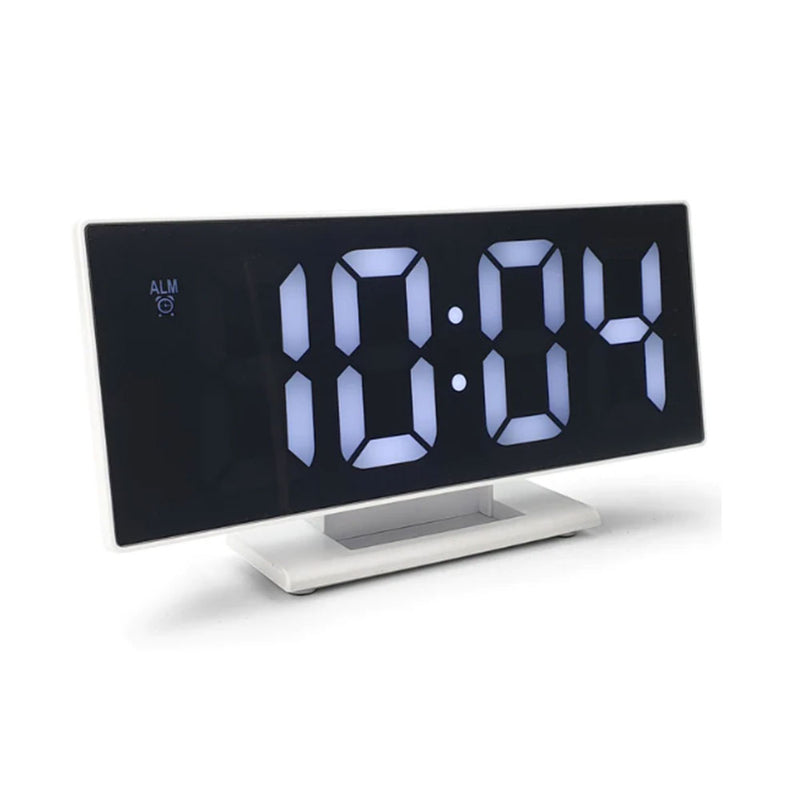  Reloj despertador LCD con cara espejada de 19 cm