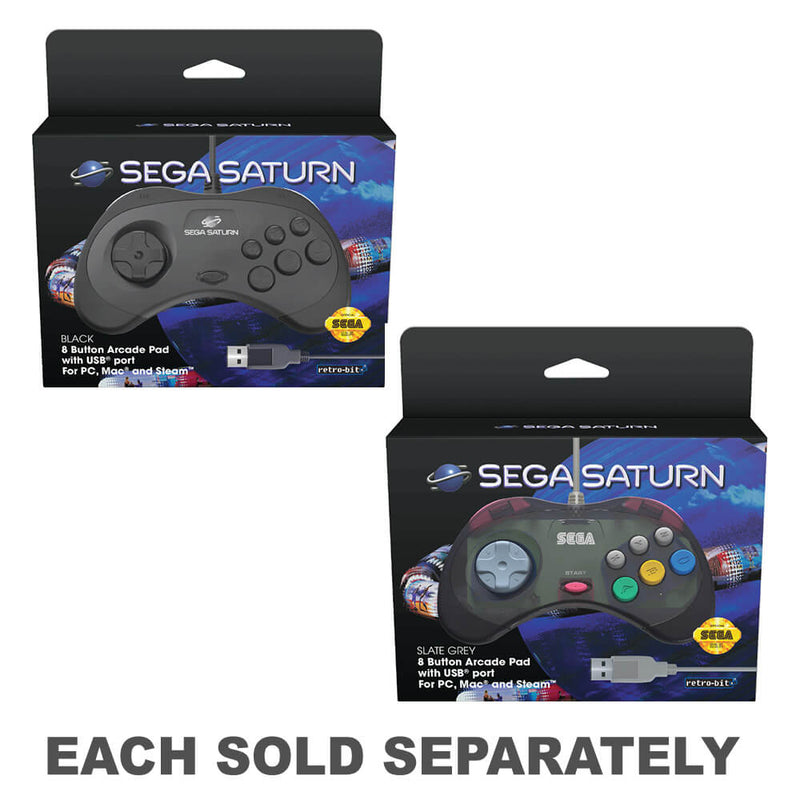 Retro Bit SEGA USB Saturn 8 Button Arcade Pad