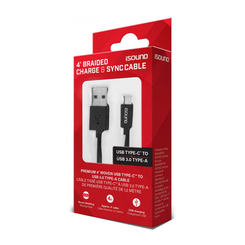 Cable trenzado de carga y sincronización iSound USB-C (negro)