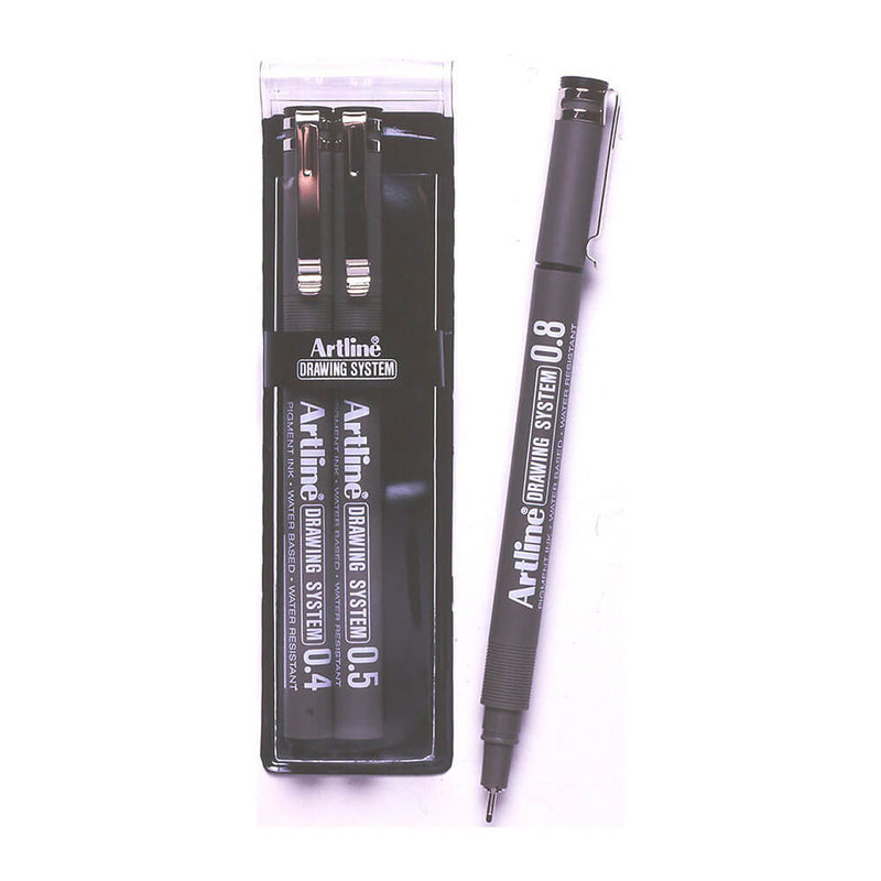 Sistema de dibujo Artline Pen negro (billetera de 3)
