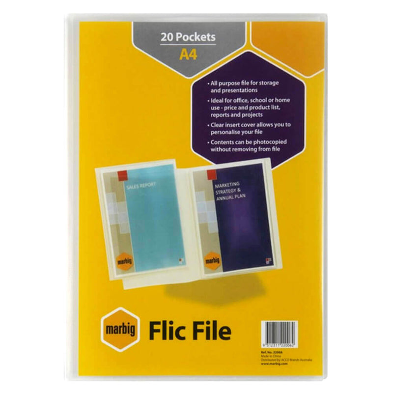  Marbig Flic File Insert Cover Display Book (A4)