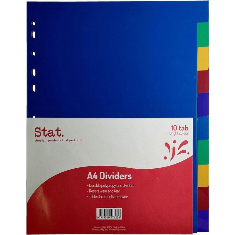  Separadores de plástico Stat A4 (de colores)