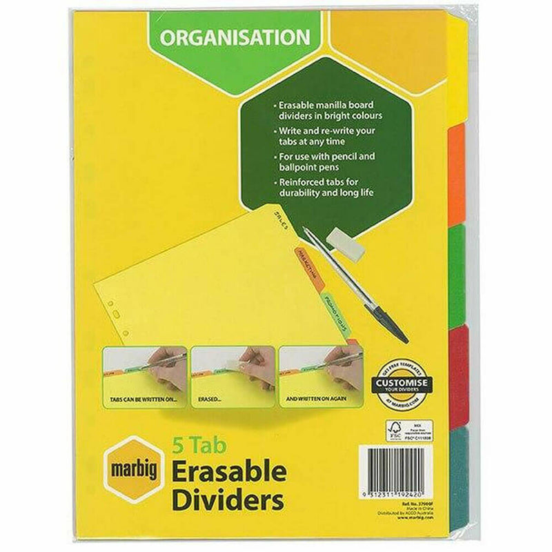 Marbig Manilla Erasable Dividers (A4)