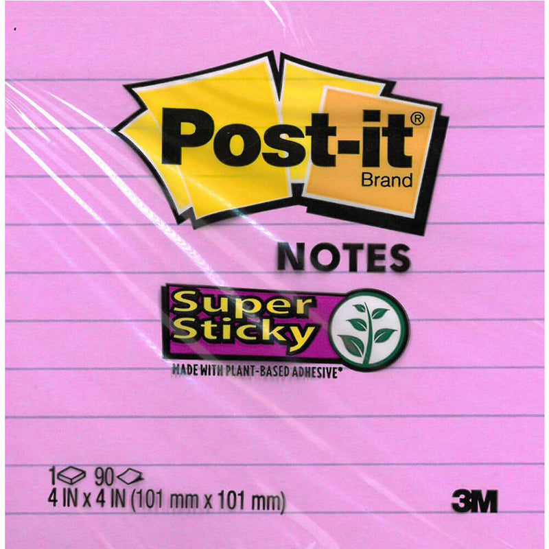  Notas Post-it súper adhesivas con rayas (90 hojas)