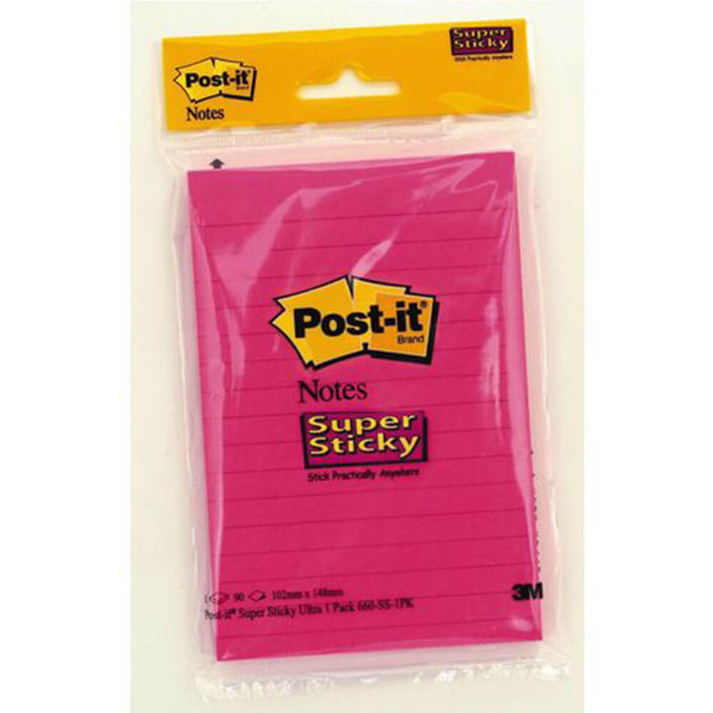  Notas Post-it súper adhesivas con rayas (90 hojas)