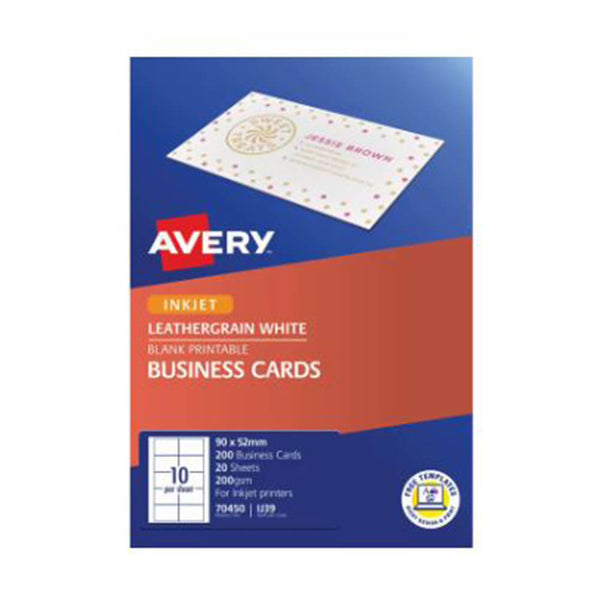 Avery Leathergrain Business Cards 200gsm (Pack of 20)