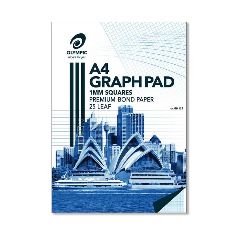  Bloc de gráficos olímpico acolchado superior A4 con 7 orificios, paquete de 5 (25 hojas)