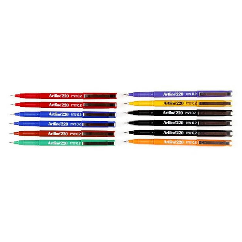  Rotulador superfino Artline Fineliner de 0,2 mm (caja de 12)